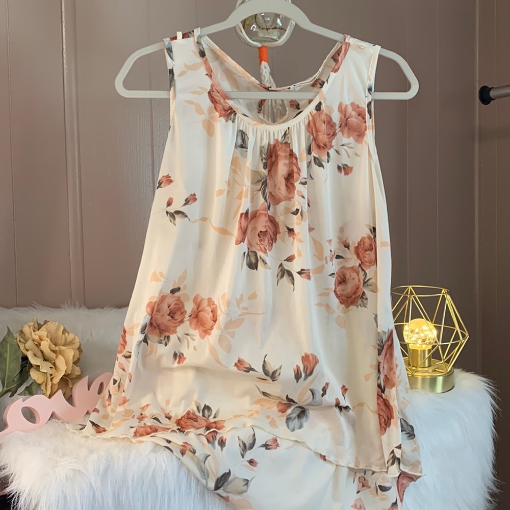 Love Fast Live Hard Floral Print sleeveless top sz. L